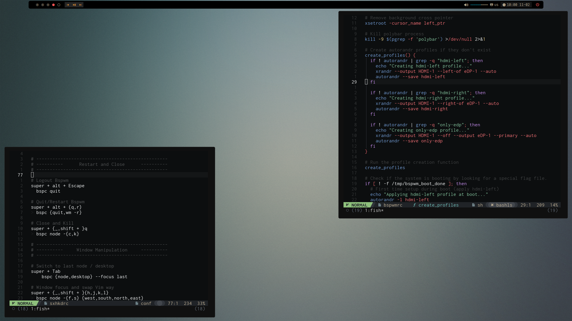 BSPWM and SXHKD configs in neovim